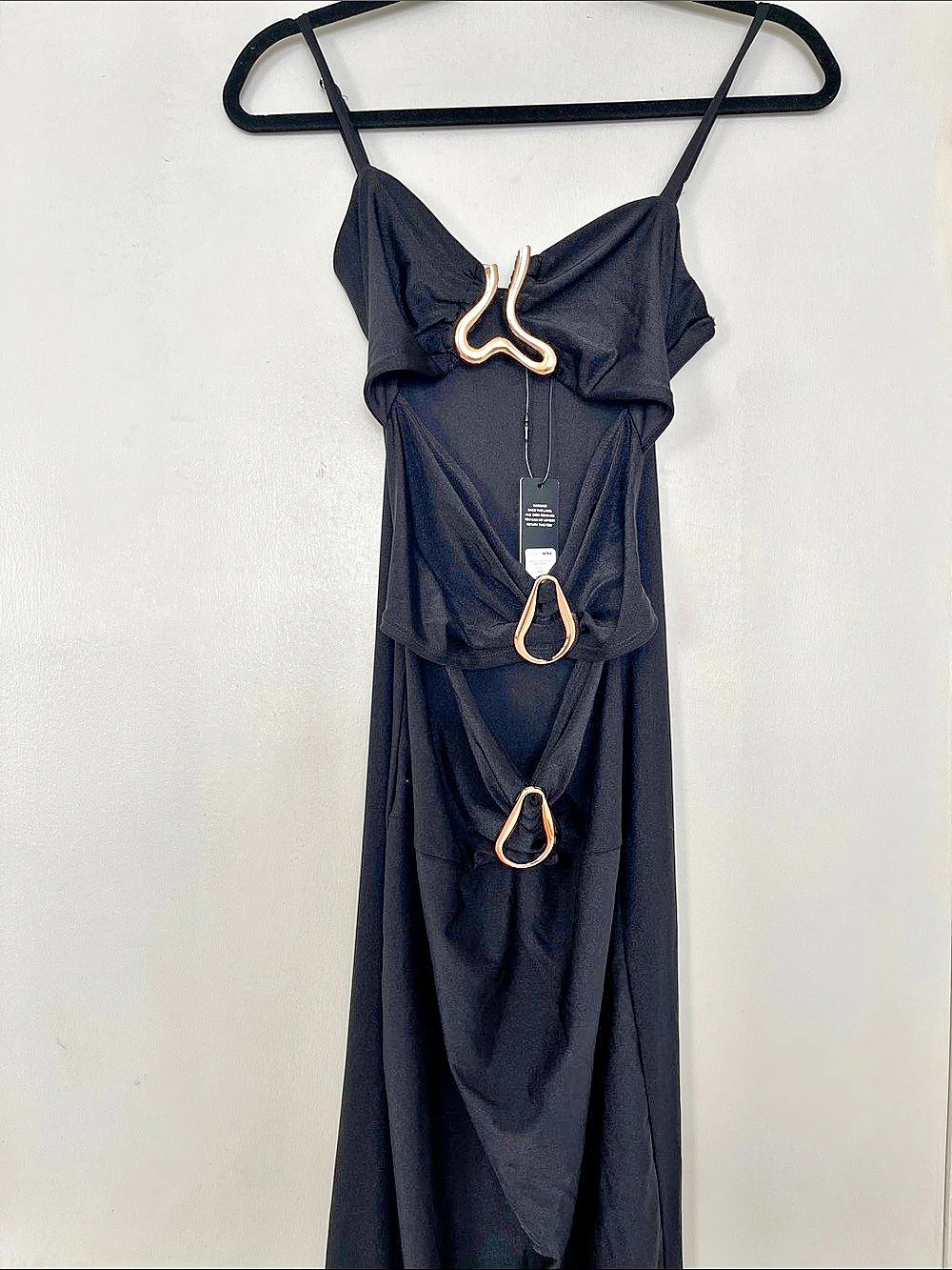 FASHION NOVA Beach Club Cut Out Maxi Dress Black Large